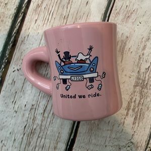 Life Is Good United We Ride Pink Diner Style Mug Wedding Newlywed